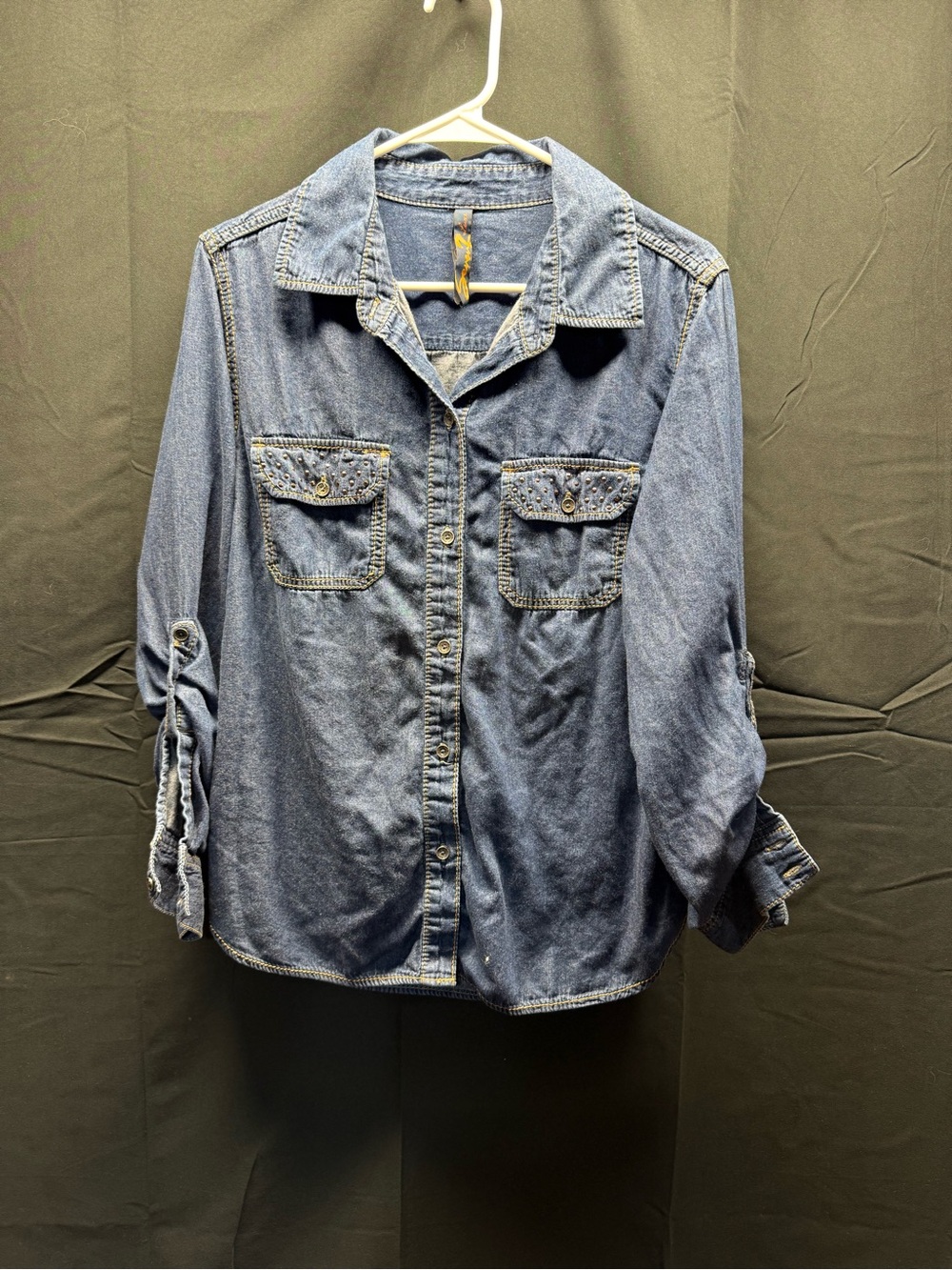 EUC 7 For All Mankind Indigo Denim Shirt Sz XL 14-16 (4ag)